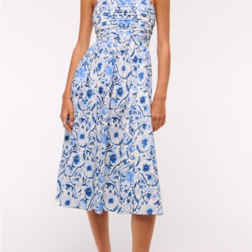 A&F Emerson Poplin Wide Strap Midi Dress